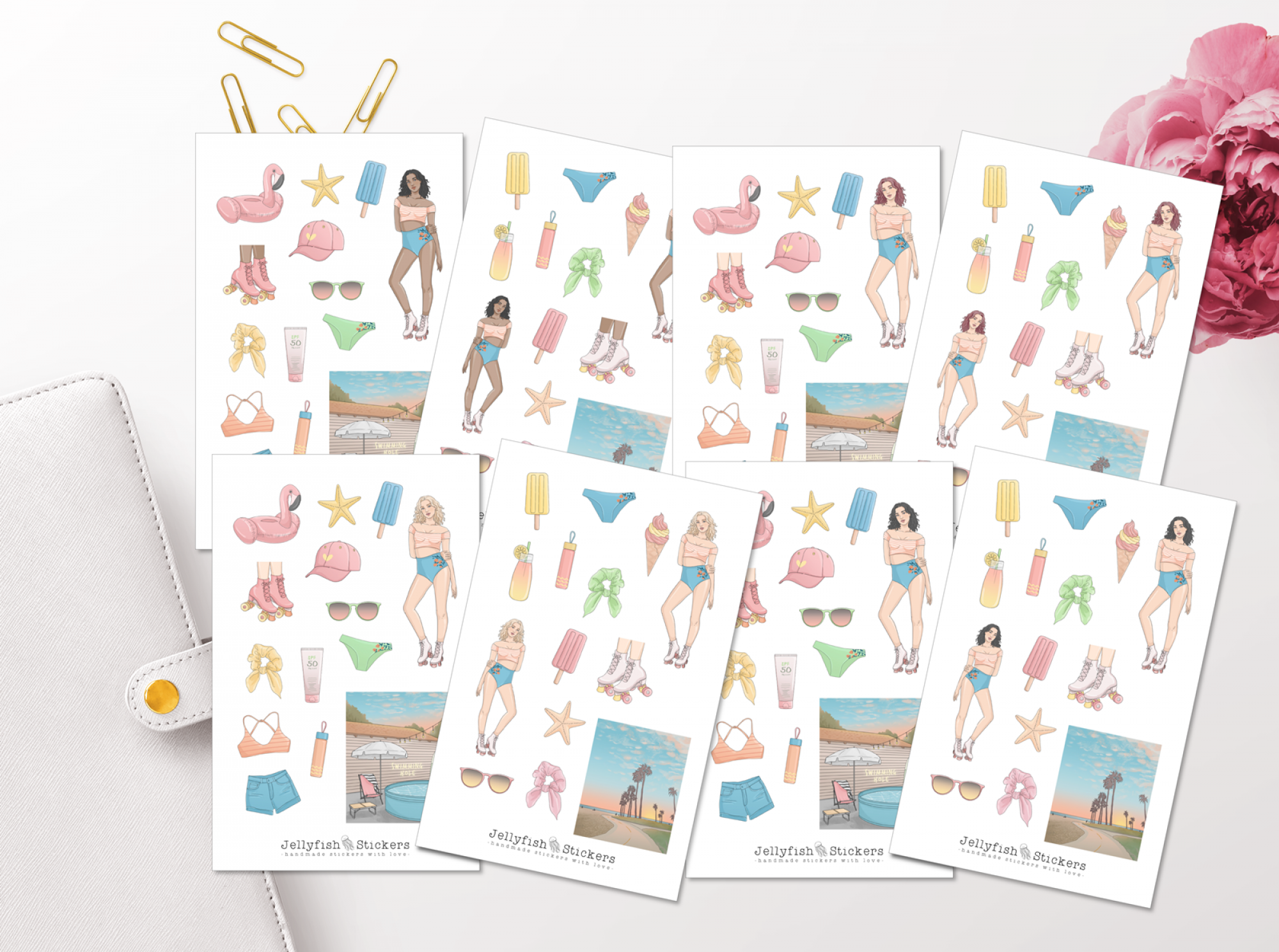 Mädchen Sommer Sticker Set